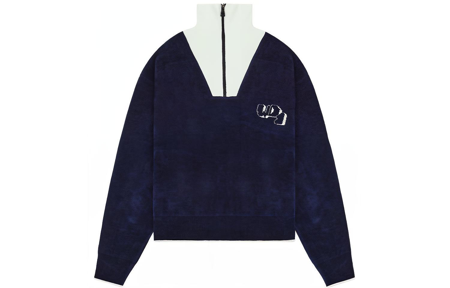 WE11DONE SS22 Colorblock Logo Half-Zip High Neck Sweatshirt Black Unisex WD-KO1-22-615-U-NV