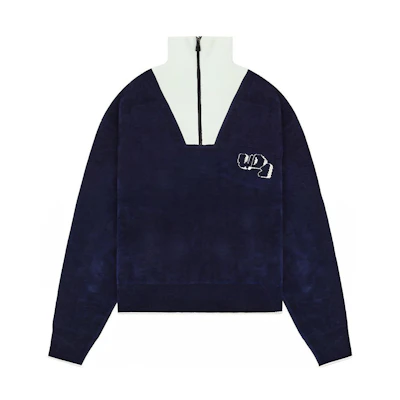 WE11DONE SS22 Colorblock Logo Half-Zip High Neck Sweatshirt Black Unisex WD-KO1-22-615-U-NV