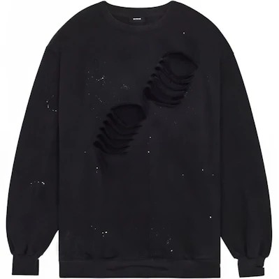 WE11DONE SS22 Distressed Crewneck Lengan Panjang Sweatshirt Unisex Hitam WD-TS1-22-713-U-BK Buy WE11DONE SS22 Distressed Crewneck Lengan Panjang Sweatshirt Unisex Hitam WD-TS1-22-713-U-BK