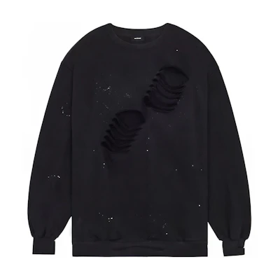 WE11DONE SS22 Distressed Crewneck Long Sleeve Sweatshirt Unisex Black WD-TS1-22-713-U-BK