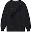 Order WE11DONE SS22 Distressed Crewneck Lengan Panjang Sweatshirt Unisex Hitam WD-TS1-22-713-U-BK