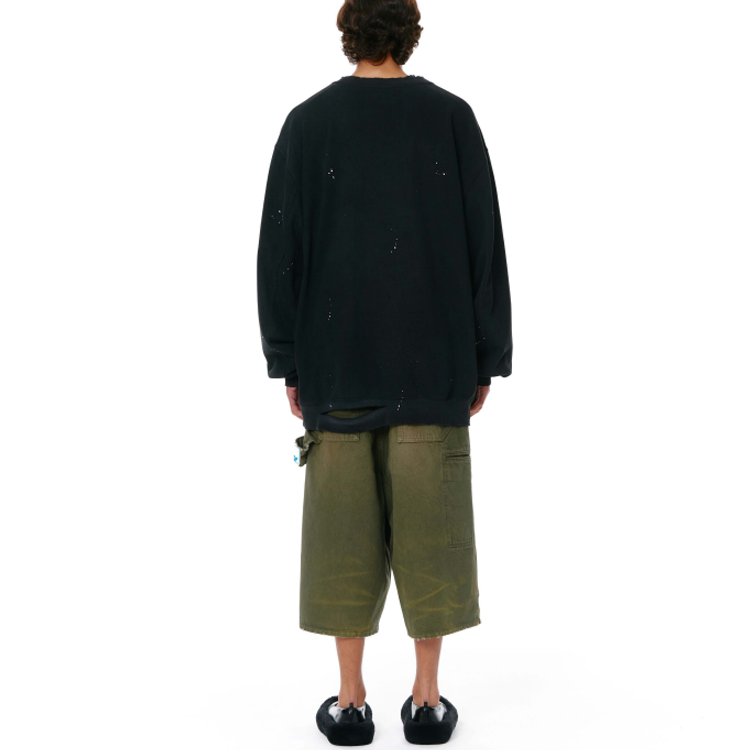 WE11DONE SS22 Distressed Crewneck Long Sleeve Sweatshirt Unisex Black WD-TS1-22-713-U-BK 圖 5