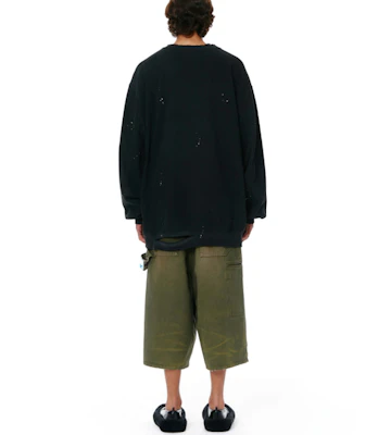 WE11DONE SS22 Distressed Crewneck Lengan Panjang Sweatshirt Unisex Hitam WD-TS1-22-713-U-BK Purchase WE11DONE SS22 Distressed Crewneck Lengan Panjang Sweatshirt Unisex Hitam WD-TS1-22-713-U-BK