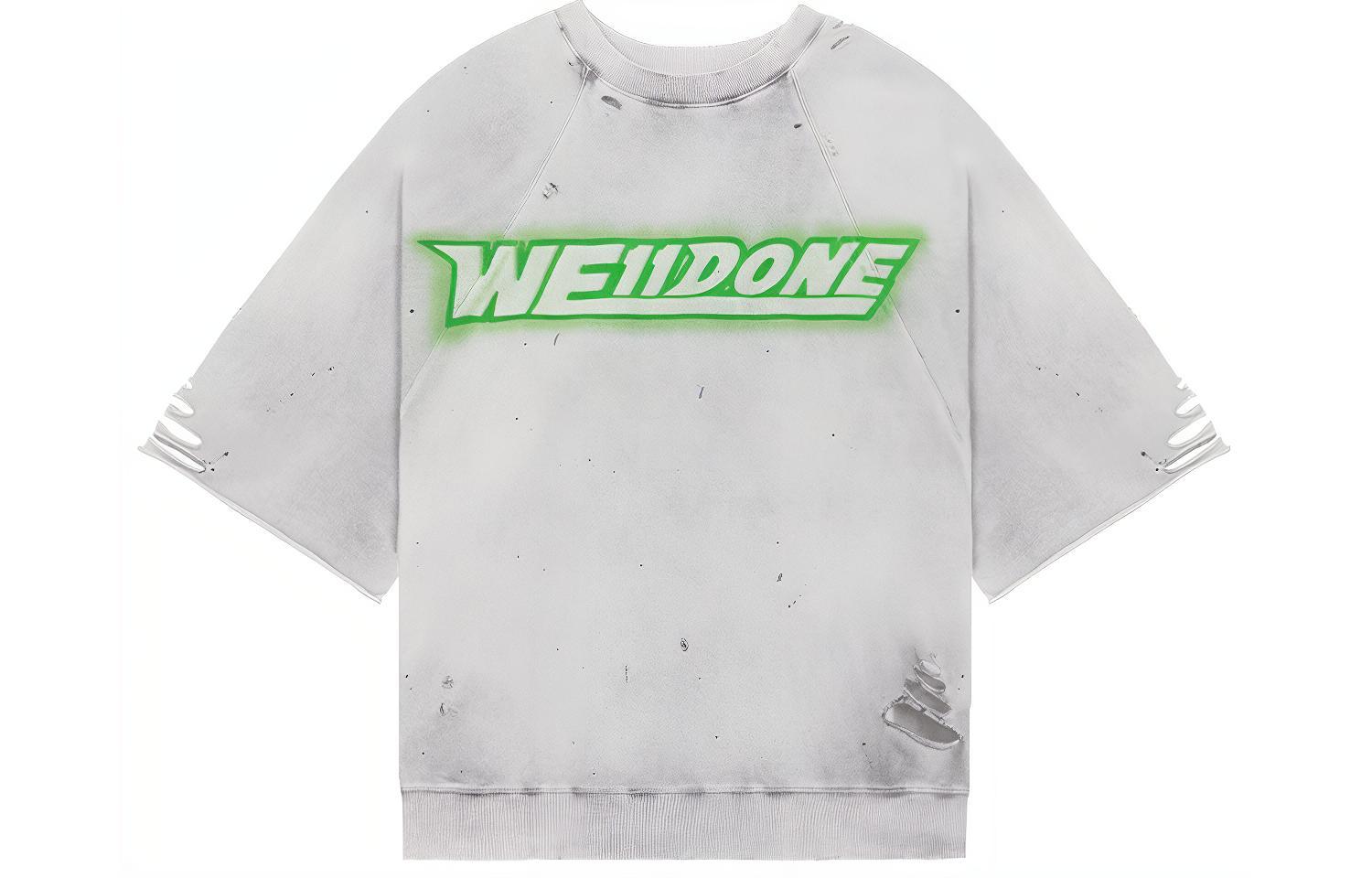WE11DONE SS22 Distressed Logo Tee Unisex White WD-TT1-22-551-U-WH