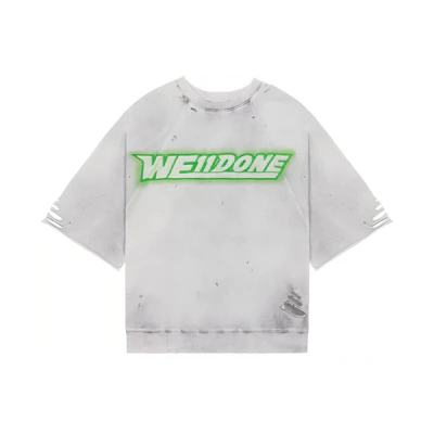 WE11DONE SS22 Distressed Logo Tee Unisex White WD-TT1-22-551-U-WH