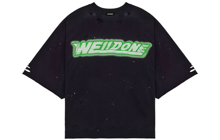 WE11DONE SS22 Distressed Logo Washed T-Shirt Unisex Black WD-TT1-22-551-U-BK