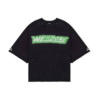 WE11DONE SS22 Distressed Logo Washed T-Shirt Unisex Black WD-TT1-22-551-U-BK