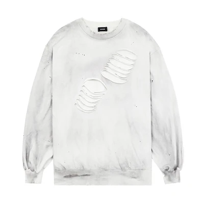 WE11DONE SS22 Distressed White Sweatshirt Unisex WD-TS1-22-713-U-WH