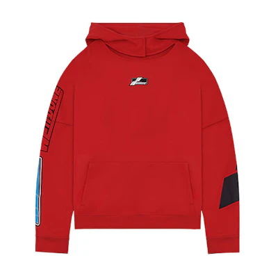 WE11DONE SS22 Double Logo Colorblock Hoodie Unisex Red WD-TH1-22-568-U-RD
