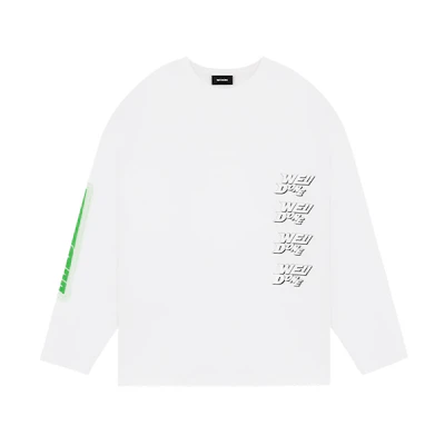 WE11DONE SS22 Double Logo Minimalist Crewneck Long Sleeve Sweatshirt White Unisex WD-TT1-22-640-U-WH