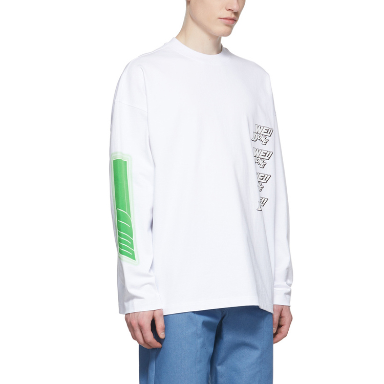 Shop WE11DONE SS22 双标简约长袖圆领卫衣 白色 男女通用 WD-TT1-22-640-U-WH