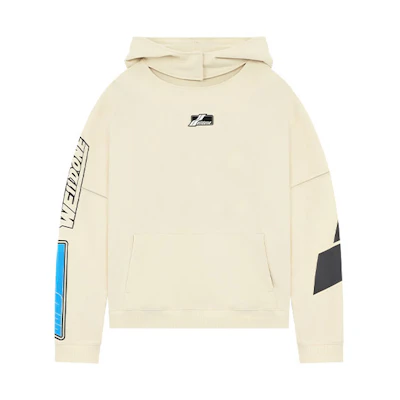 WE11DONE SS22 Double Logo Patch Hoodie Beige Unisex Couple Style. WD-TH1-22-568-U-IV