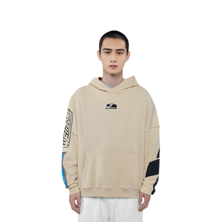 WE11DONE SS22 Double Logo Patch Hoodie Beige Unisex Couple Style. WD-TH1-22-568-U-IV 圖 4