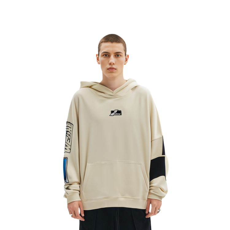 WE11DONE SS22 Double Logo Patch Hoodie Beige Unisex Couple Style. WD-TH1-22-568-U-IV 圖 5