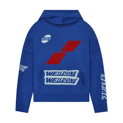 WE11DONE SS22 Double Logo Print Hoodie Unisex Blue WD-TH1-22-718-U-BL