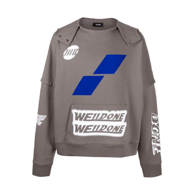 WE11DONE SS22 Double Logo Printed Pullover Sweatshirt Unisex Grey WD-TH1-22-718-U-CH