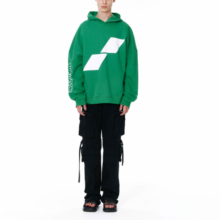 WE11DONE SS22 Geometric Logo Contrast Hoodie Unisex Green WD-TH1-22-677-U-GR 圖 4
