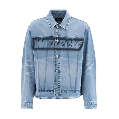 WE11DONE SS22 Graffiti Logo Print Long Sleeve Jacket Unisex Light Blue WD-DJ1-22-325-U-BL