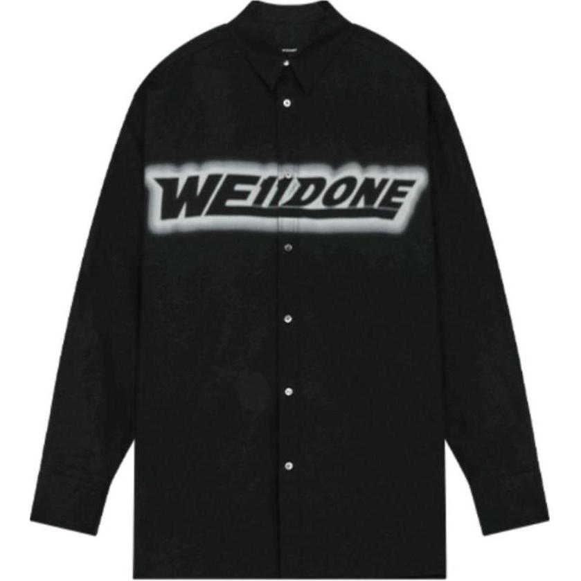 WE11DONE SS22 Graffiti Logo Printed Long Sleeve Shirt Unisex Black WD-BL1-22-212-U-BK
