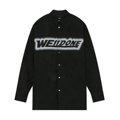 WE11DONE SS22 Graffiti Logo Printed Long Sleeve Shirt Unisex Black WD-BL1-22-212-U-BK
