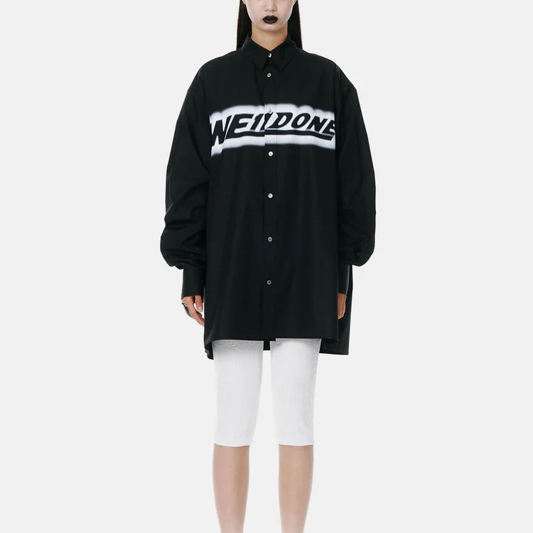 WE11DONE SS22 Graffiti Logo Printed Long Sleeve Shirt Unisex Black WD-BL1-22-212-U-BK 圖 4