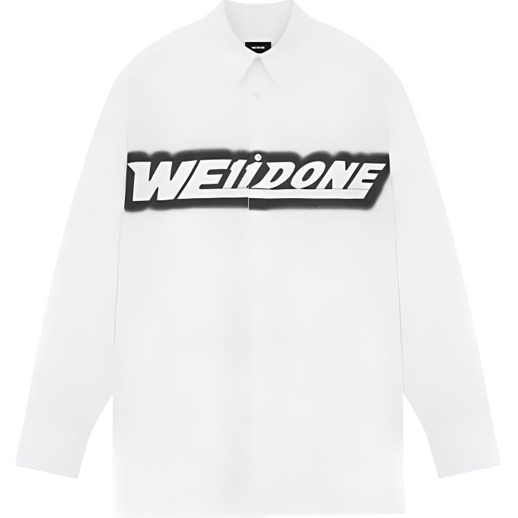WE11DONE SS22 Graffiti Logo Printed Unisex Long Sleeve Shirt. WD-BL1-22-212-U-WH