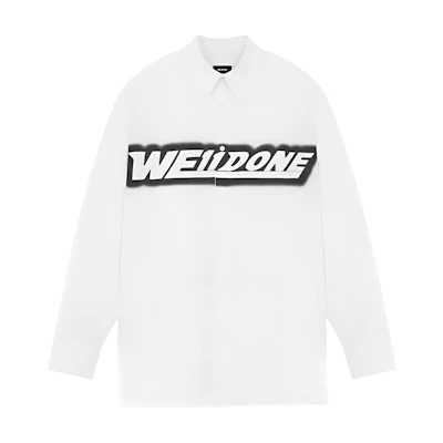 WE11DONE SS22 Graffiti Logo Printed Unisex Long Sleeve Shirt. WD-BL1-22-212-U-WH