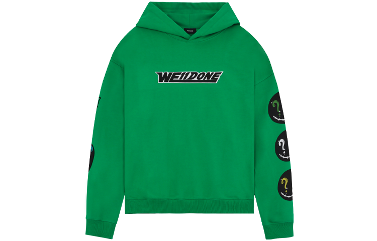WE11DONE SS22 Green Pullover Sweatshirt with Sleeve Smiley Logo Unisex WD-TH1-22-627-U-GR
