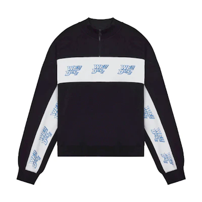WE11DONE SS22 Half-Zip Colorblock Logo Sweatshirt Unisex Black. WD-TS1-22-564-U-BK