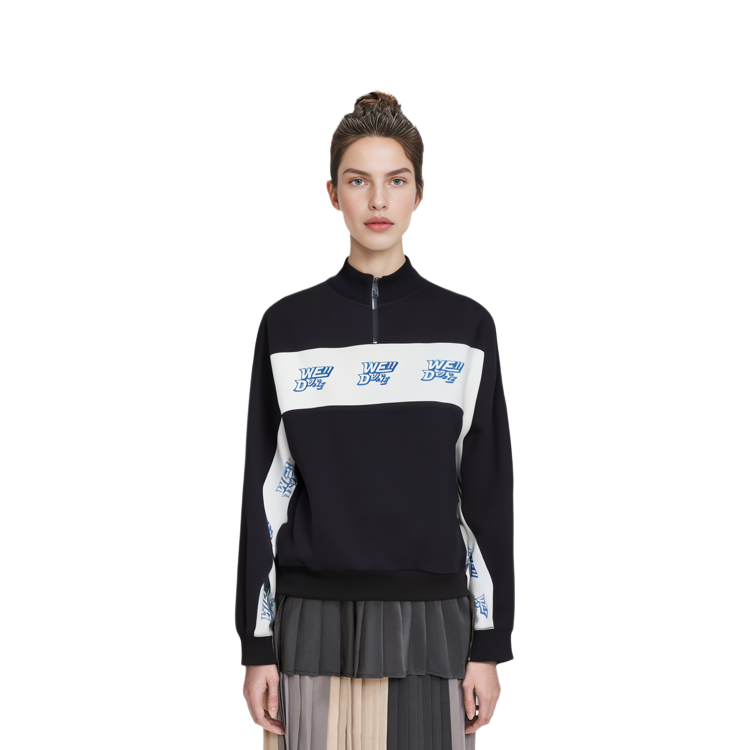 WE11DONE SS22 Half-Zip Colorblock Logo Sweatshirt Unisex Black. WD-TS1-22-564-U-BK 圖 4