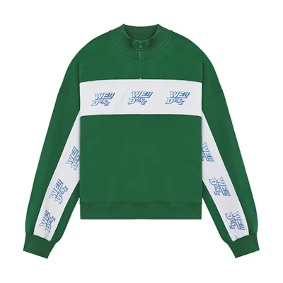 WE11DONE SS22 Half-Zip Logo Patchwork Sweatshirt Jacket Unisex Green WD-TS1-22-564-U-GR