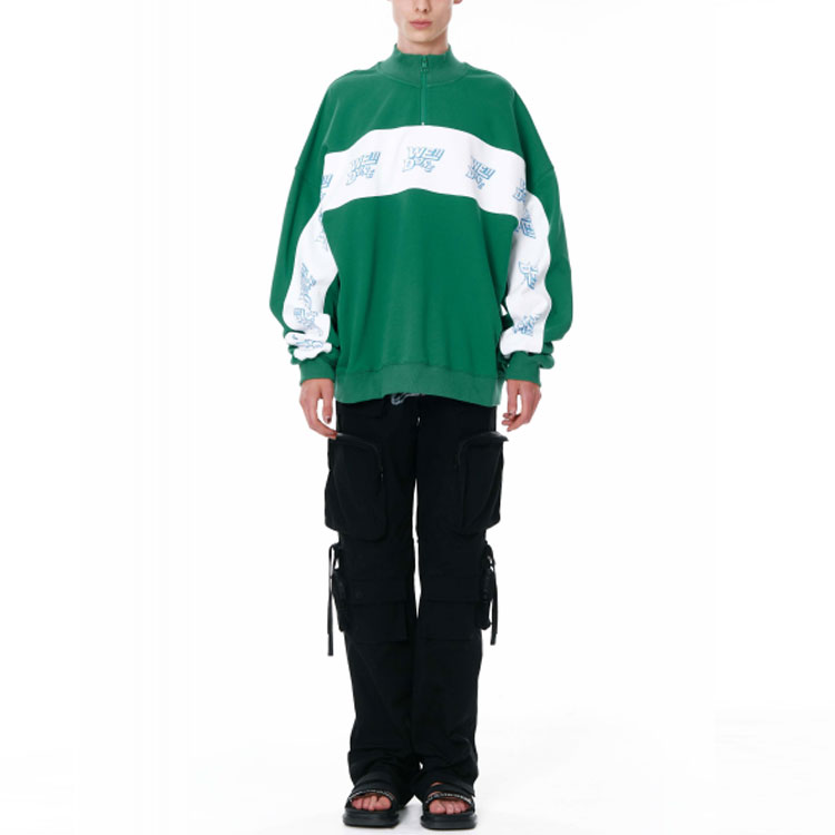 WE11DONE SS22 Half-Zip Logo Patchwork Sweatshirt Jacket Unisex Green WD-TS1-22-564-U-GR 圖 4