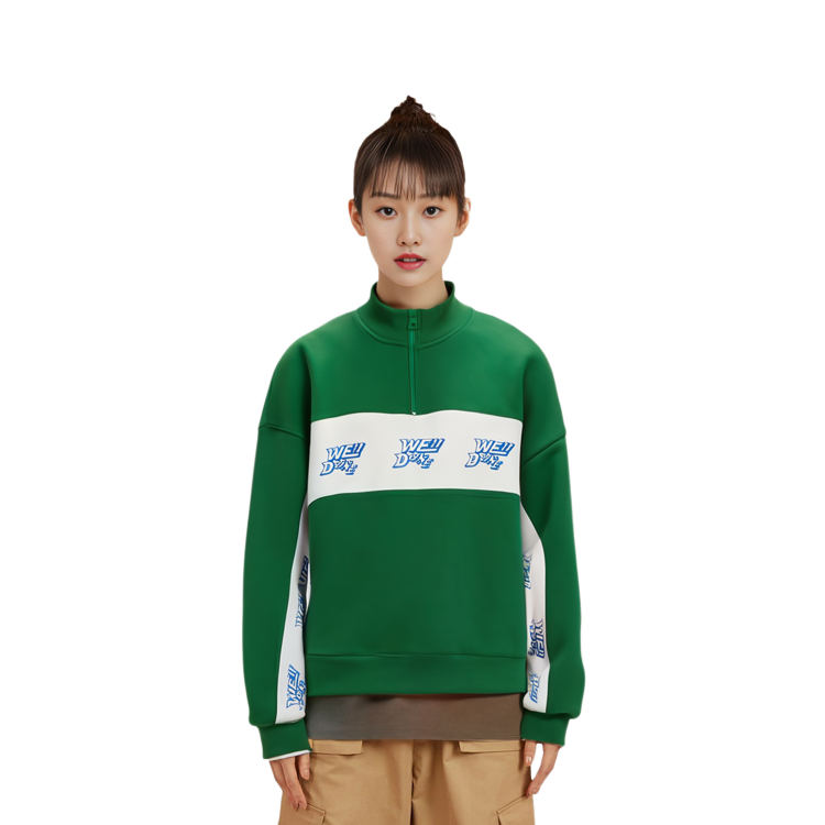 WE11DONE SS22 Half-Zip Logo Patchwork Sweatshirt Jacket Unisex Green WD-TS1-22-564-U-GR 圖 7