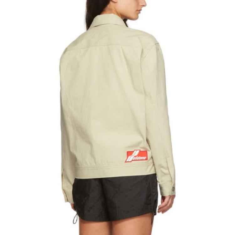 Purchase WE11DONE SS22 墨水標誌幾何印花做舊牛仔夾克卡其色男女款 WD-JK1-22-127-U-BG