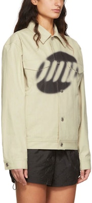 WE11DONE SS22 墨水標誌幾何印花做舊牛仔夾克卡其色男女款 WD-JK1-22-127-U-BG Details for WE11DONE SS22 墨水標誌幾何印花做舊牛仔夾克卡其色男女款 WD-JK1-22-127-U-BG