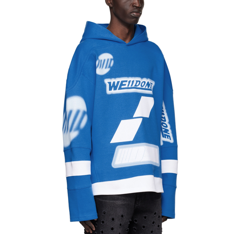 WE11DONE SS22 Irregular Logo Print Hoodie Unisex - Blue. WD-TH1-22-562-U-BL 圖 4