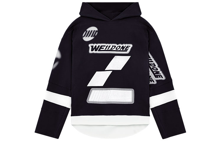WE11DONE SS22 Irregular Logo Print Hoodie Unisex Black. WD-TH1-22-562-U-BK 圖 2
