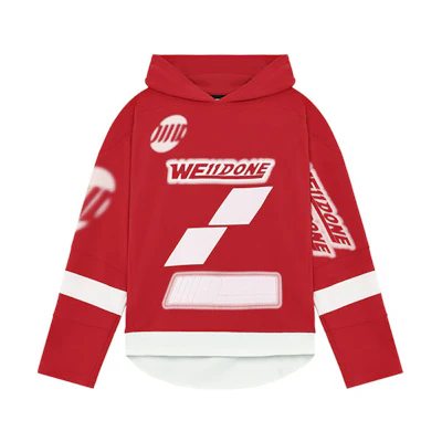 WE11DONE SS22 Irregular Logo Print Hoodie Unisex Red WD-TH1-22-562-U-RD