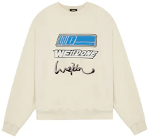 Order WE11DONE SS22 Sudadera Unisex Blanca Marfil Manga Larga con Logo Irregular WD-TS1-22-680-U-IV