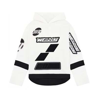 WE11DONE SS22 Irregular Logo Print White Hoodie Unisex WD-TH1-22-562-U-WH