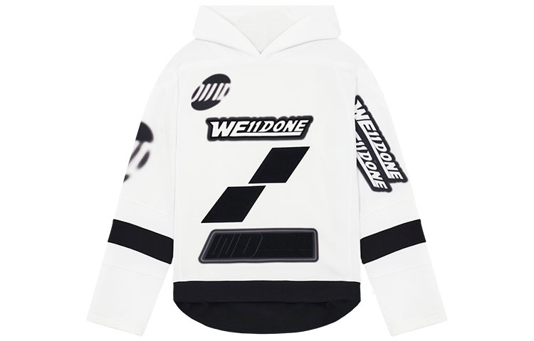 WE11DONE SS22 Irregular Logo Print White Hoodie Unisex WD-TH1-22-562-U-WH 圖 2