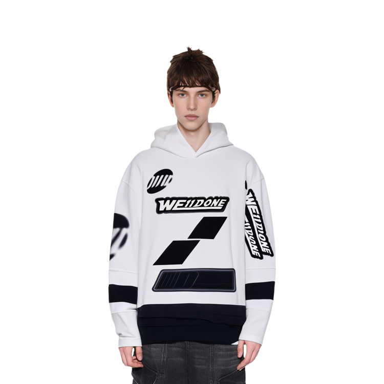WE11DONE SS22 Irregular Logo Print White Hoodie Unisex WD-TH1-22-562-U-WH 圖 4