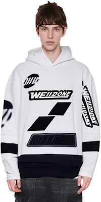 WE11DONE SS22 Irregular Logo Print White Hoodie Unisex WD-TH1-22-562-U-WH Shop WE11DONE SS22 Irregular Logo Print White Hoodie Unisex WD-TH1-22-562-U-WH