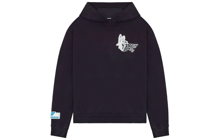 WE11DONE SS22 Logo Cartoon Graphic Hoodie Unisex Black WD-TH1-22-549-U-BK