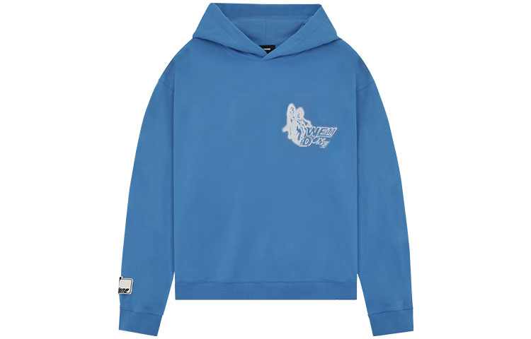 WE11DONE SS22 Logo Cartoon Graphic Hoodie Unisex Light Blue WD-TH1-22-549-U-SK