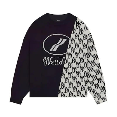 WE11DONE SS22 Logo Contrast Knit Wool Sweater Unisex Black WD-KT1-22-638-U-BK
