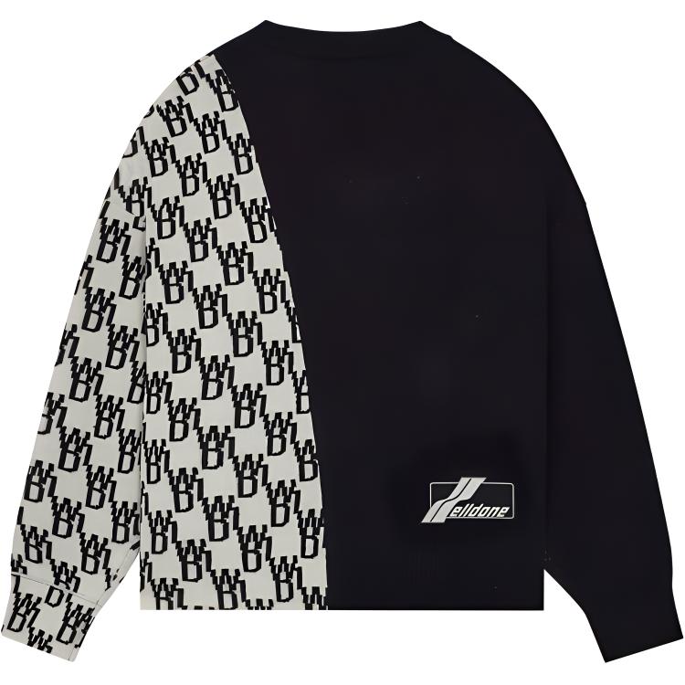 Lookbook WE11DONE SS22 Sweater Rajut Wool Logo Kontras Unisex Hitam WD-KT1-22-638-U-BK