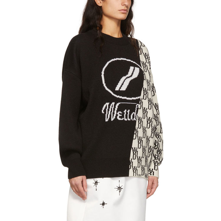 Purchase WE11DONE SS22 Sweater Rajut Wool Logo Kontras Unisex Hitam WD-KT1-22-638-U-BK