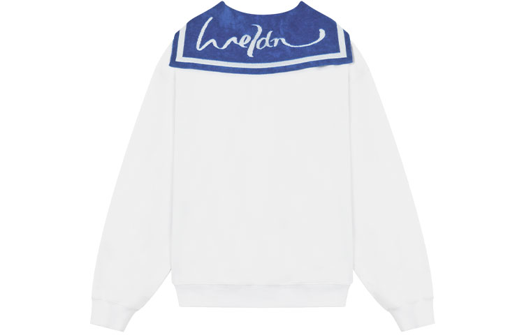WE11DONE SS22 Logo Contrast Navy Collar Long Sleeve Sweatshirt Unisex White WD-TS1-22-615-U-WH 圖 3