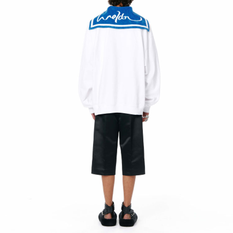 WE11DONE SS22 Logo Contrast Navy Collar Long Sleeve Sweatshirt Unisex White WD-TS1-22-615-U-WH 圖 5